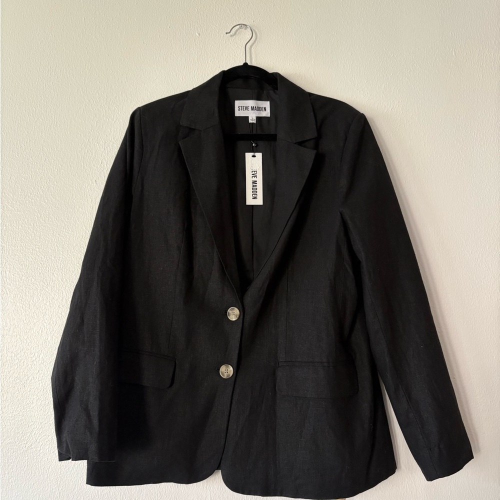 Steve Madden Black Linen blend Blazer L